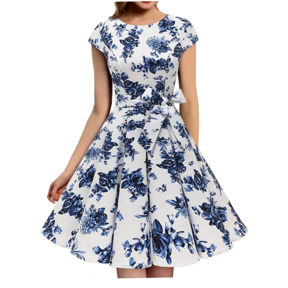 Blue rose cocktail dress